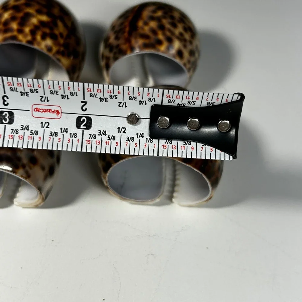Vintage Tiger Cowrie Shell Napkin Rings Set of 6 Coastal Nautical Table Decor
